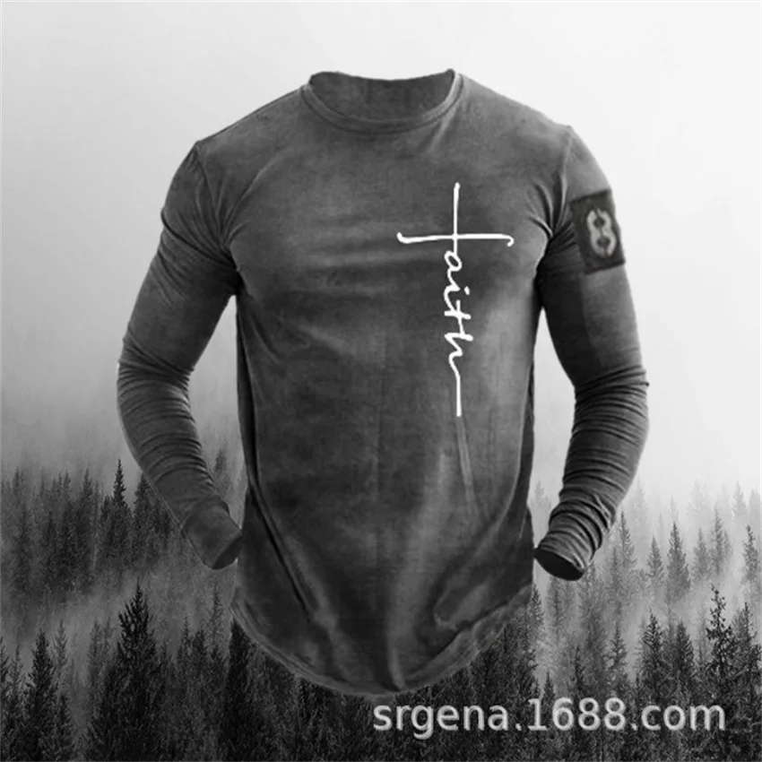 

Men's European and American fashion skeleton men's men's retro 3D pullover long sleeve round collar 2022 new youth leisure T-shi