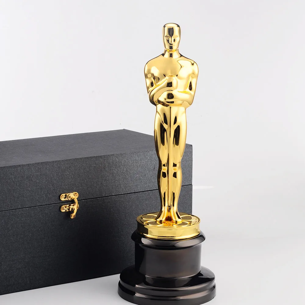

Oscar Trophy Awards 1:1 13.5inches Replica Zinc Alloy Oscar Trophy Gold Tv Movie Souvenirs Collection Ornament Prize Gift