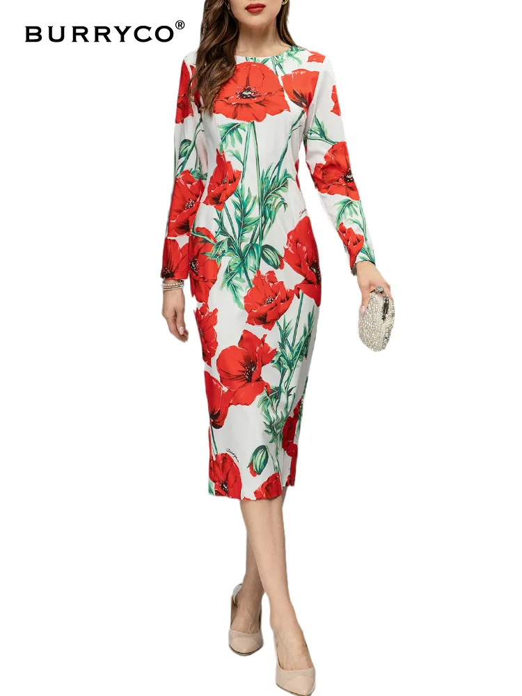 

Летнее платье BURRYCO в американском ретро стиле, модель 2023 года, с круглым вырезом и длинным рукавом