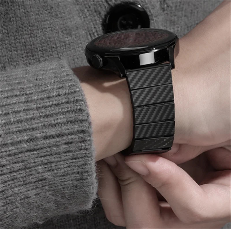 

20mm 22mm carbon fiber Strap for Samsung Galaxy watch 4/classic/3 46mm/42mm 44mm 40mm band bracelet for Huawei watch GT 2 pro