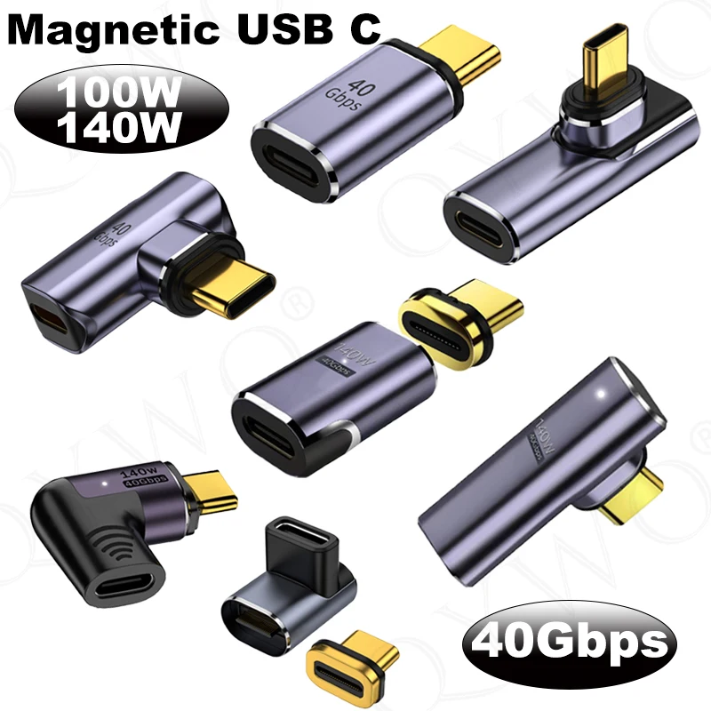 

Magnetic USB C Adapter 40Gbps Type C Connector PD 100W Fast Charging Converter for MacBook Pro Switch Cellphone