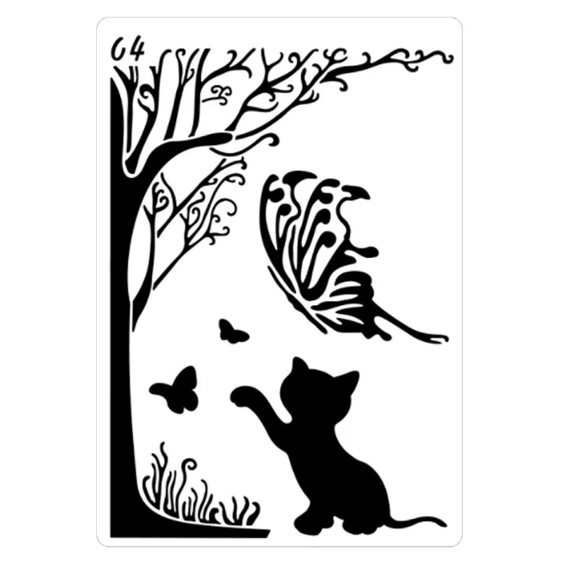 21*14.5cm Flower Animal Stencil DIY Craft Mold For Painting Template Stamped Photo Album Embossed Paper Card On Wood Fabric Wall - купить по