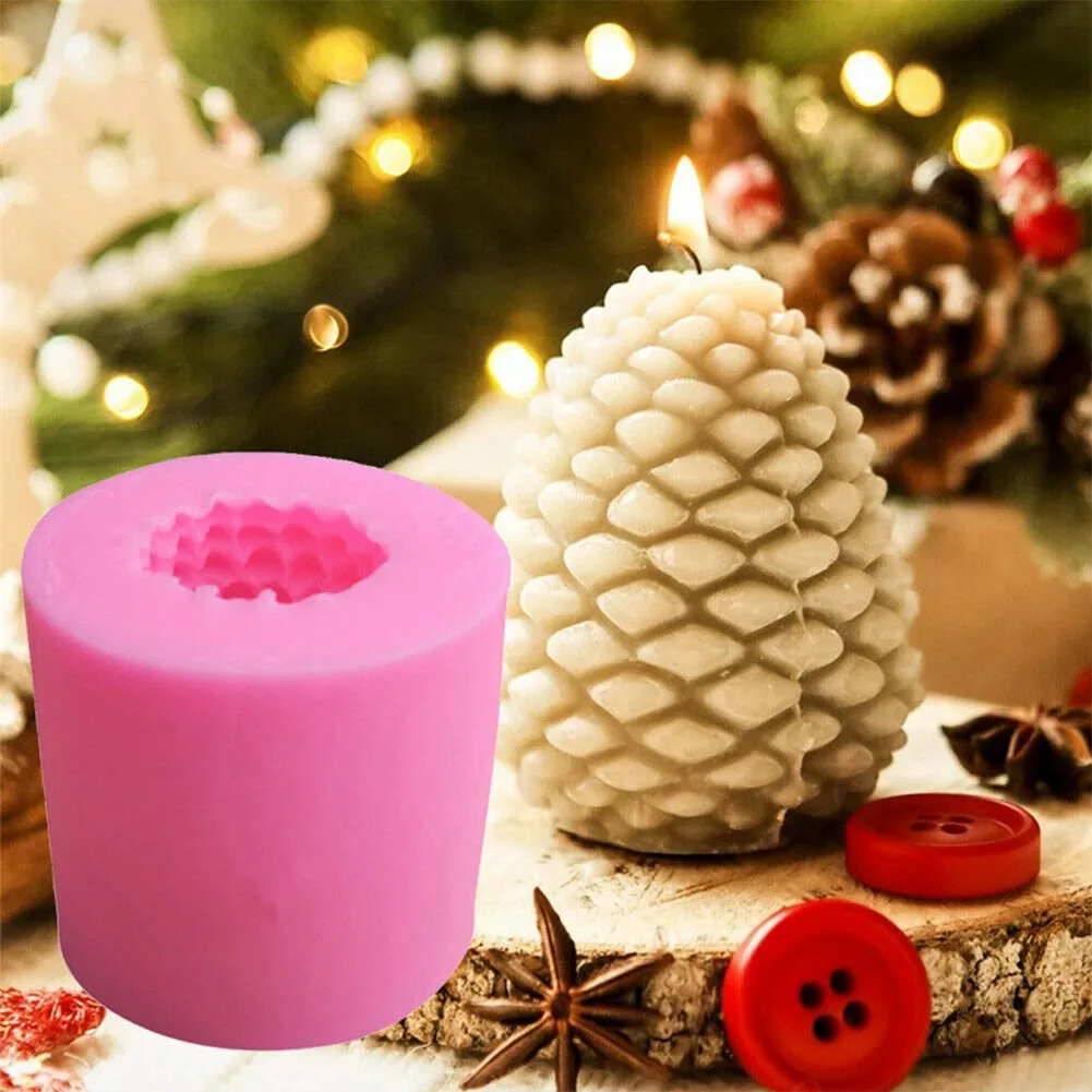 

Christmas Pinecone Candle Mold Food Grade Silicone Cake Fondant Mold Aromatherapy Wax Clay Soap Candle Making Mould Craft Supply