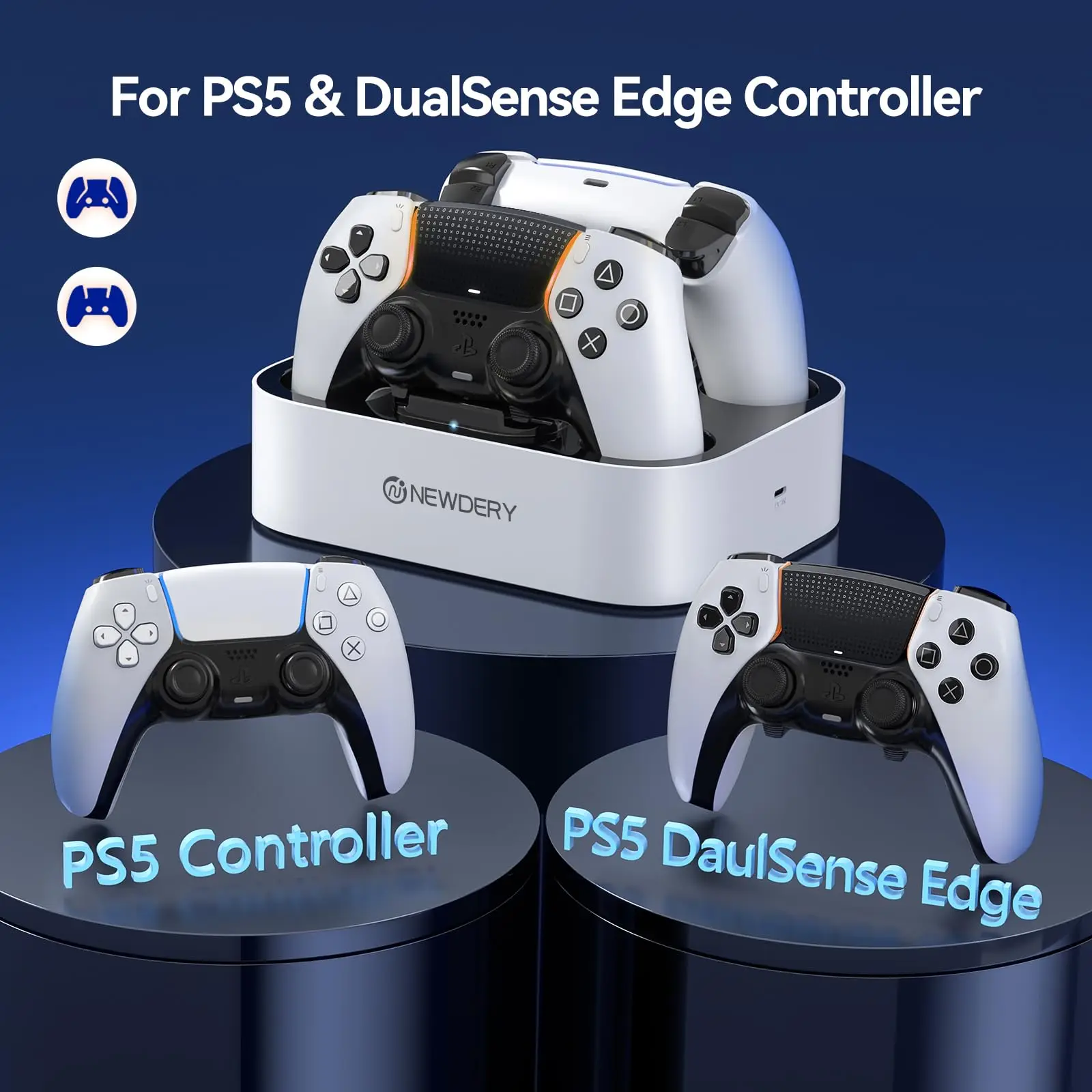 Зарядная станция NEWDERY PS5 двойное зарядное устройство для контроллера Playstation 5 и Edge