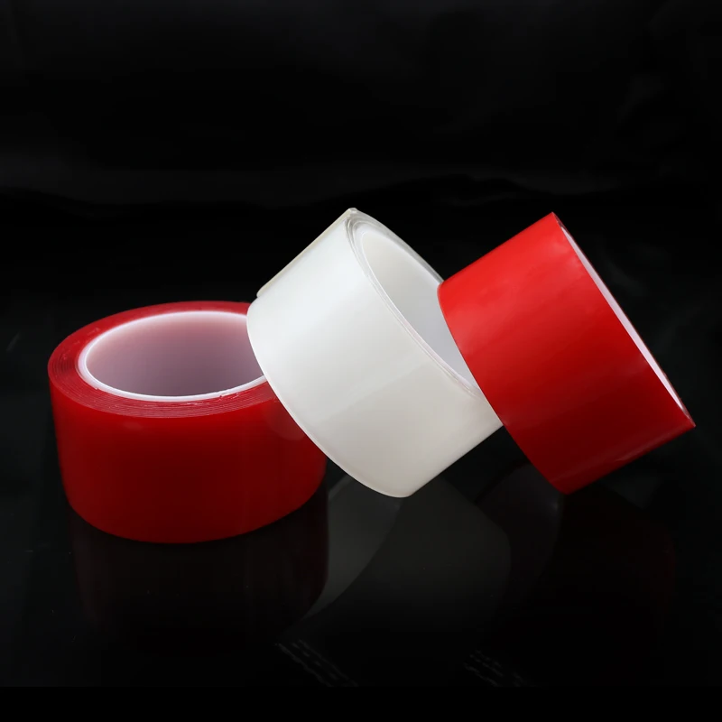 

1pcs Double Side Tape Transparent Sided Tape No Trace Reusable Waterproof Adhesive Strong Wall stickers Red Clear