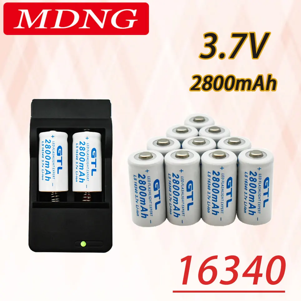 

Новые батареи большой емкости 2800 мАч, перезаряжаемые литий-ионные 3,7 в, батарея CR123A для фонарика, для батареи CR123A 16340