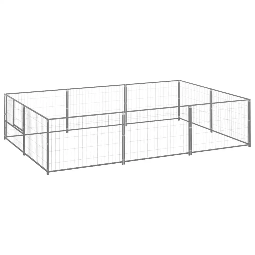 

Dog Kennel, Pet Supplies Dog Runs, Silver 6 m² Steel A