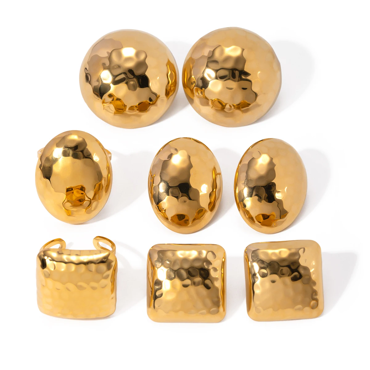 Женское Винтажное Открытое Кольцо Из Нержавеющей Стали С Геометрическим Узором