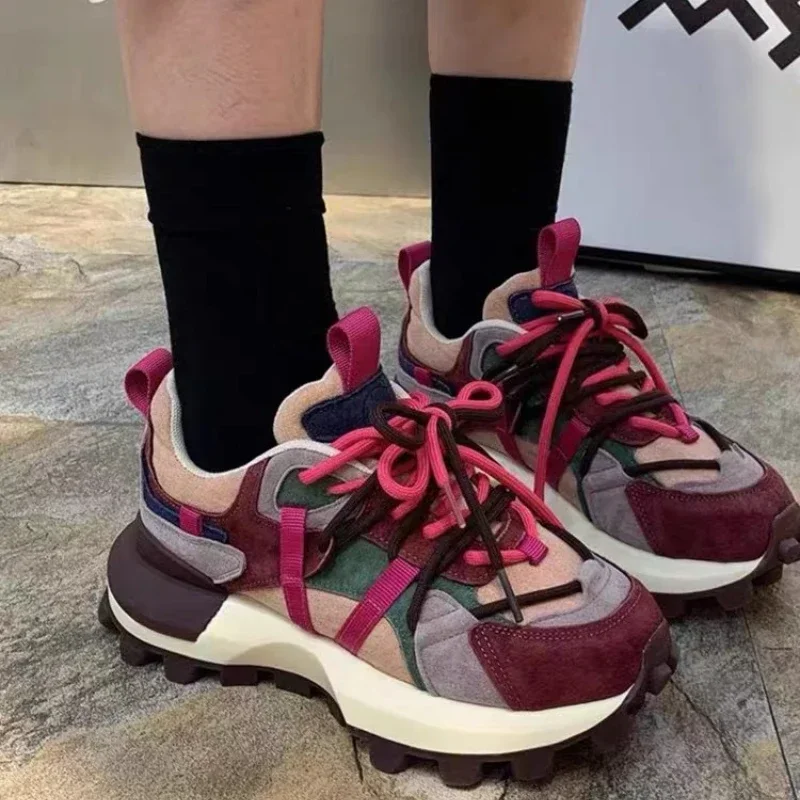 

Mixed Colors Lace Up Women's Vulcanize Shoes Ladies Shoes on Sale 2023 High Quality Autumn Round Head Platform Sneakers Zapatos
