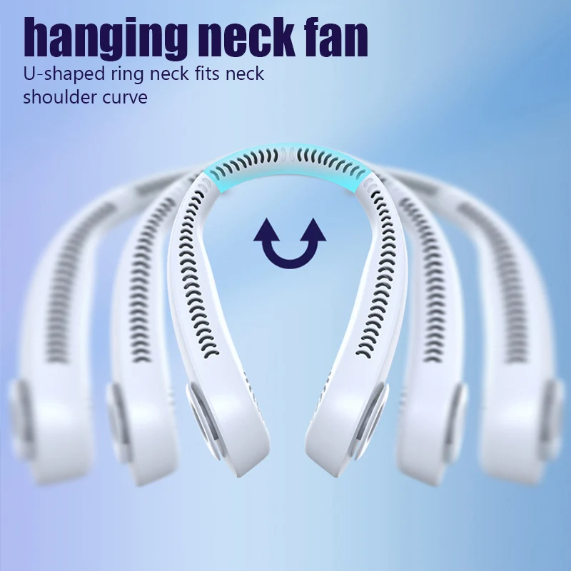 Portable Lazy Bladeless Hanging Neck Fan Rechargeable Wearable Head Fan Hands Free USB Mini Fan Traveling Outdoor Sports Fans