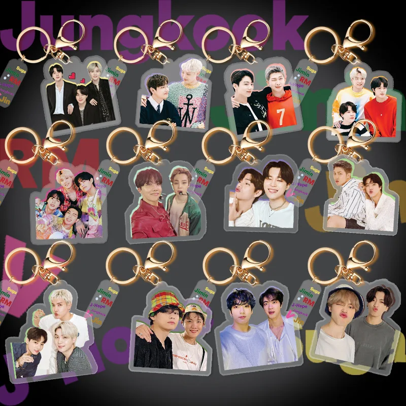 

1Pcs Kpop Wholesale Bangtan Boys Acrylic Keychain New Album Key Chain Accessories Key Ring Cute Pendant Keyring Gifts Collection