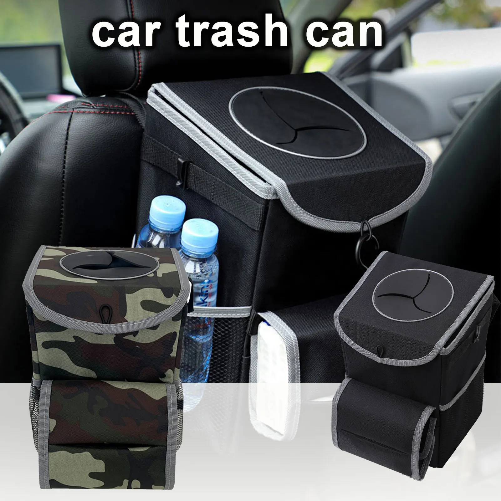 

Автомобильная мусорная корзина с крышкой, органайзер с мешками для хранения, Складная портативная Водонепроницаемая Автомобильная мусорн...
