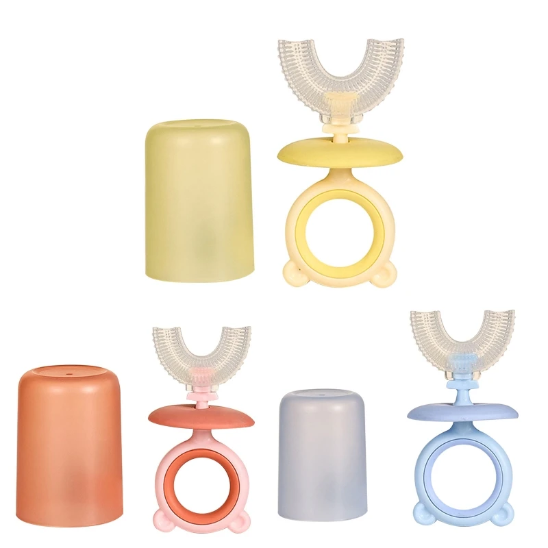 

Мультяшные ручные U-образные зубные щетки 360 °, детская зубная щетка из пищевого мягкого силикона, щетка для зубов, Детские зубные щетки для ч...