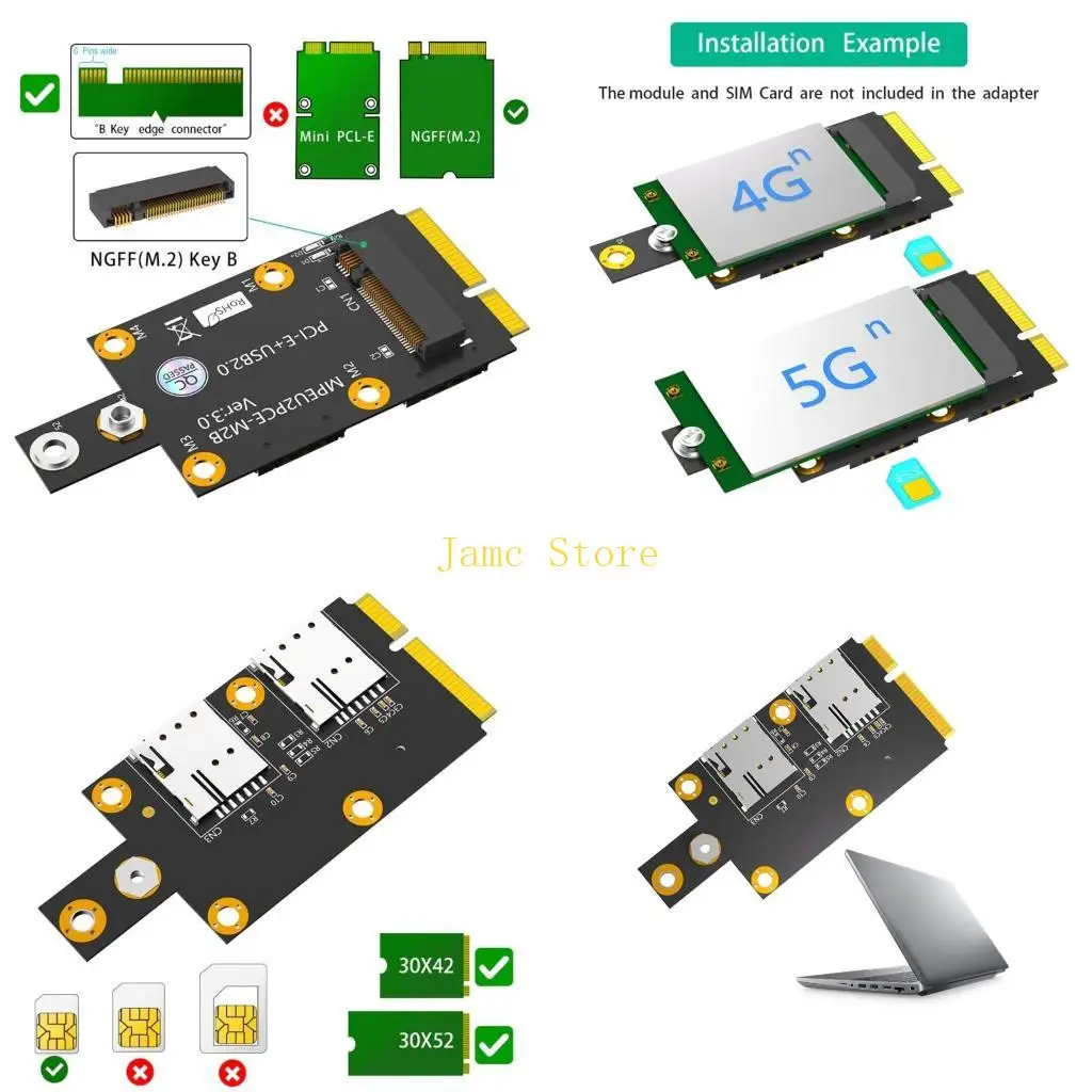 Фото LX0B M.2 Ключ B к мини -адаптер PCI для модуля 3G 4G подключите к любому угодно №1