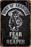 metal tin sign sons of anarchy fear the reaper plaque poster farm home coffee shop wall decoration vintage metal plate 128 inch
