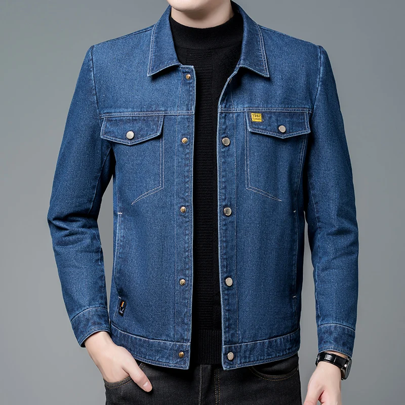 Brand Denim Suit Jacket Men Spring and Autumn Windbreaker Warm Mens Jackets  Jeans Coat Male Cowboy Clothing Plus Size