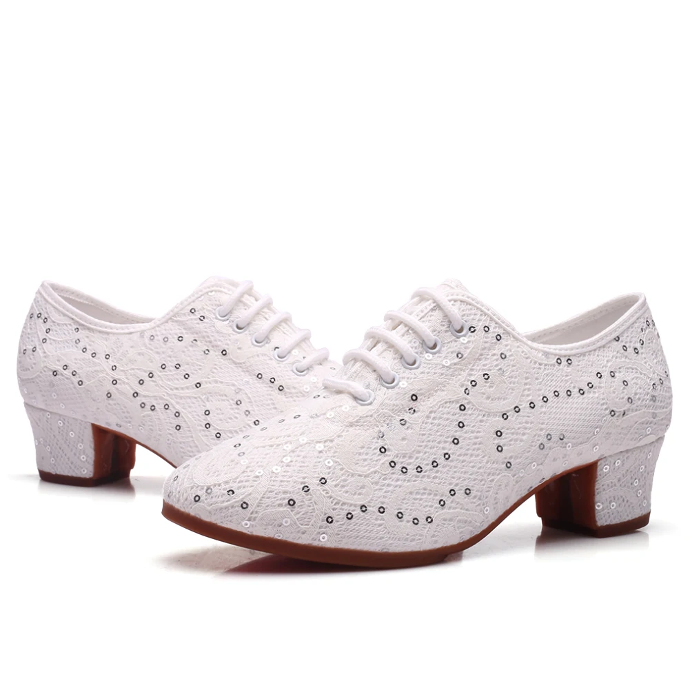 Women Shoes For Woman Shoe Heel Women Summer Shoes Square Dance Shoes Black/White Glitters Salsa Practice Sneakers Heeled 3/5CM