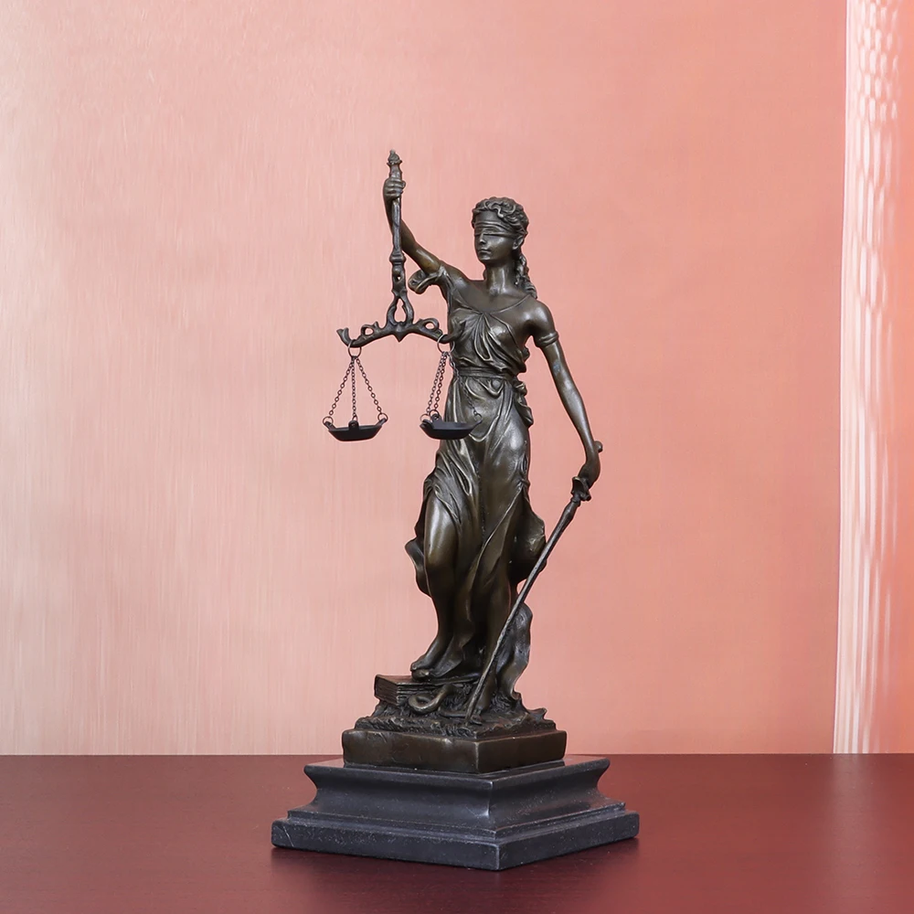 

Bronze Sculpture Blind Lady Justice Themis Justitia Statue Greek Mythology Goddess Art Classy Lawyer Gift Home Decor