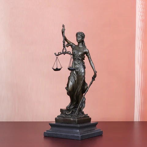Бронзовая скульптура слепая леди Фемида юстиция статуя греческая мифология богиня искусство стильный юриста подарок домашний декор
