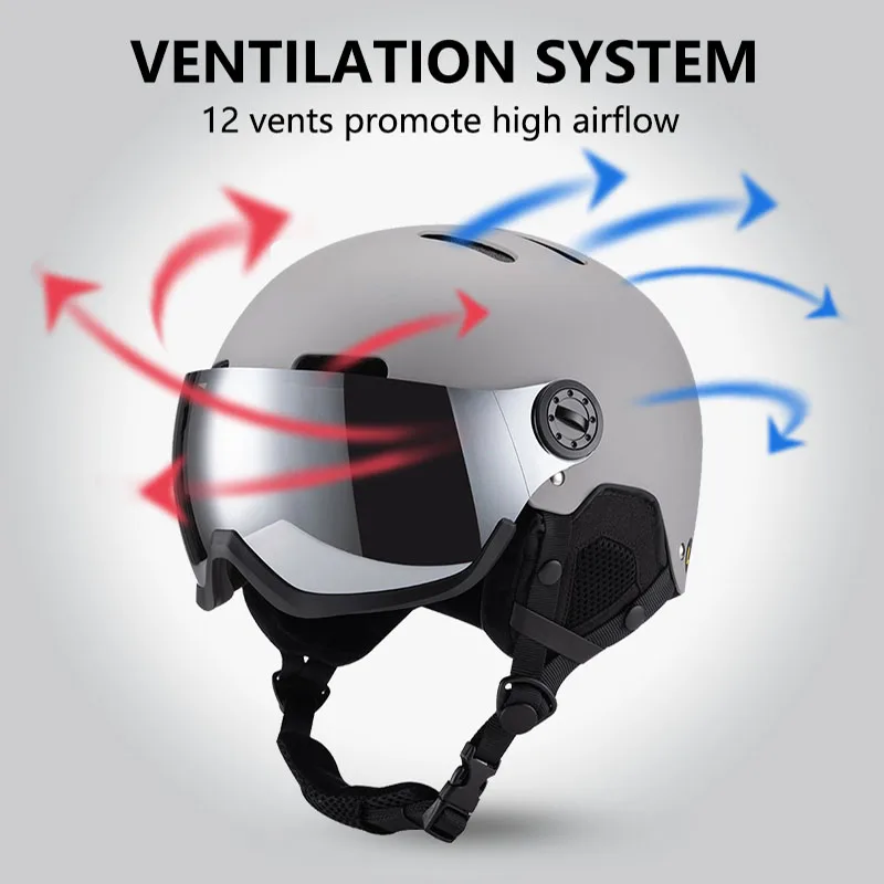 Зимний лыжный шлем для сноуборда Horntour полузакрытый противоударный защитный
