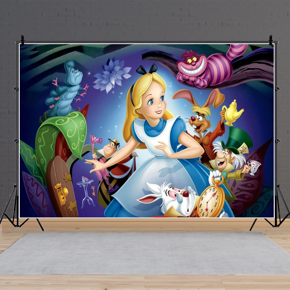 

Cartoon Princess Photography Background Backdrop Decor Photo Shoot Alice Birthday Party Live Decoration Photographic Studio