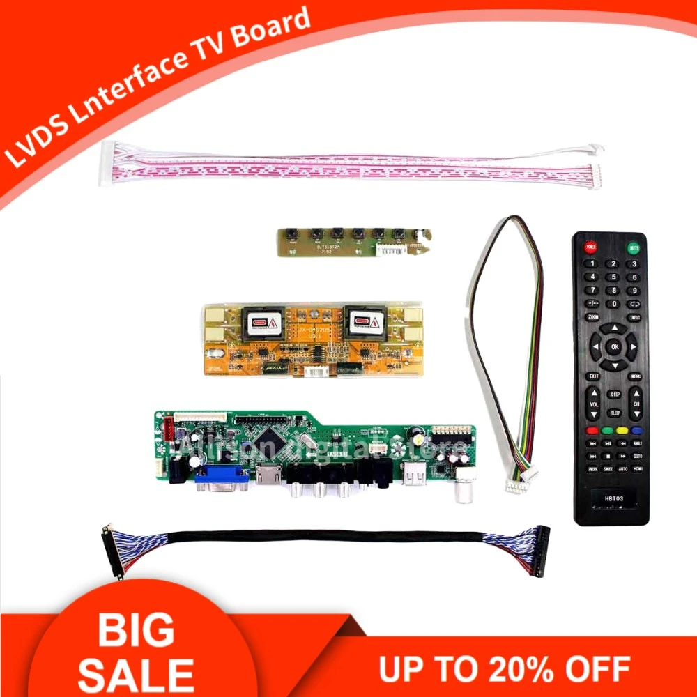 

New TV56 Monitor board Kit for M170EG01 V.A VA M170EG01 V.B VB TV+HDMI+VGA+AV+USB LCD LED Screen Controller Board Driver