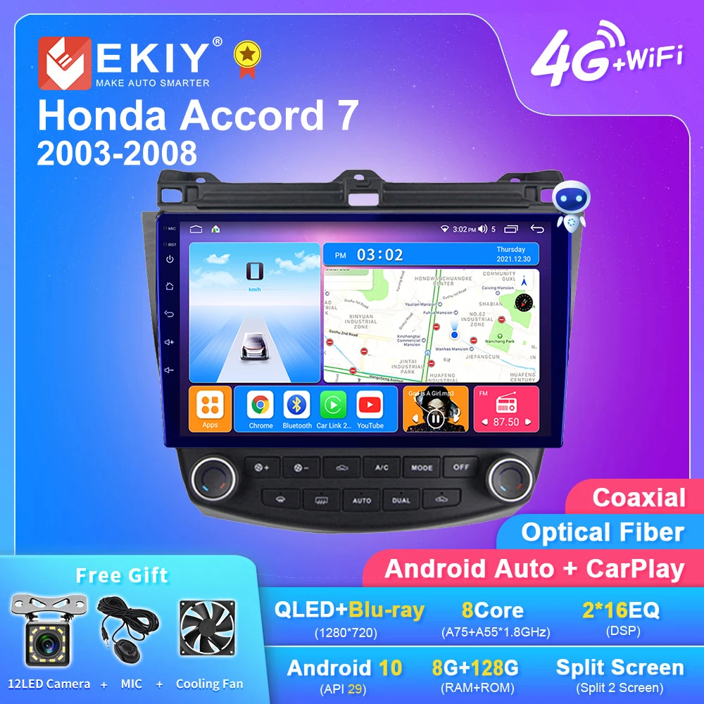 

EKIY T7 QLED DSP Android Auto Radio For Honda Accord 7 2003-2008 Multimedia Player Carplay Auto Radio Stereo Navi GPS Camera DVD
