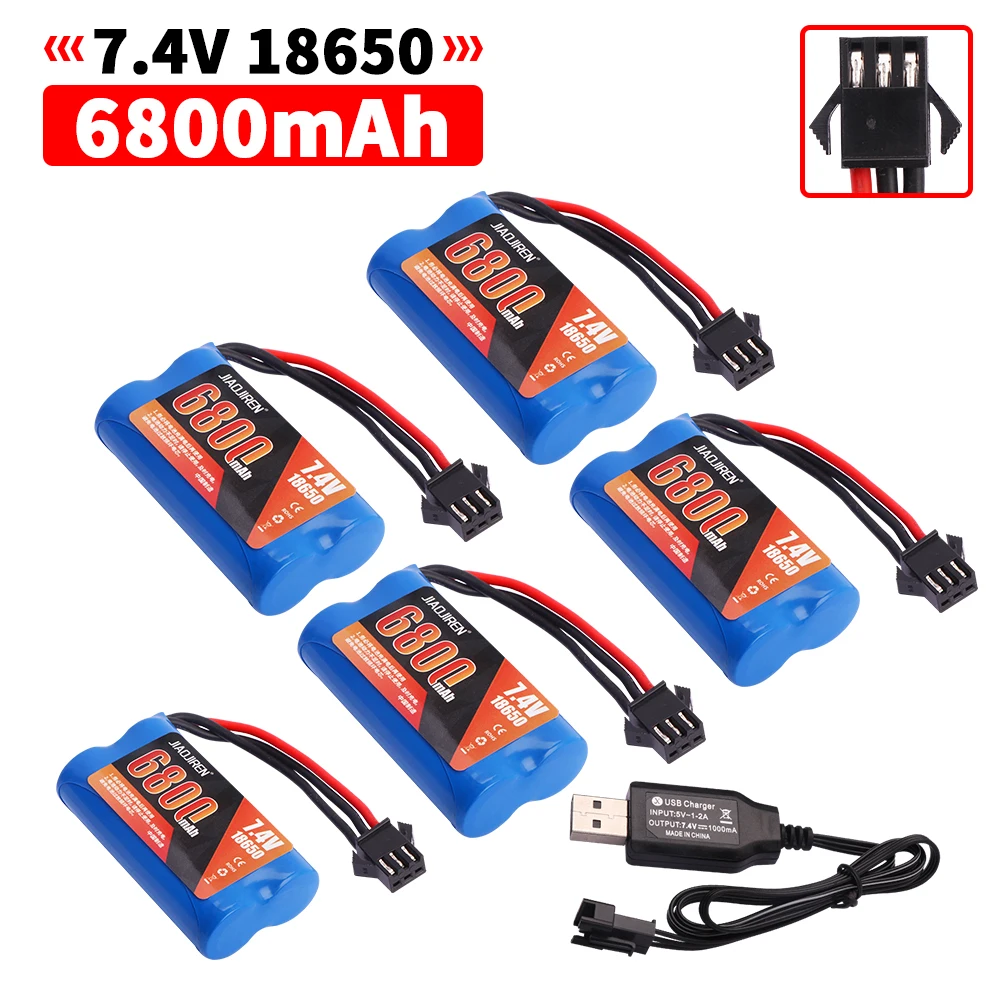 Фото SM-3P Plug Upgrade 7,4 В 6800 мАч Литий-ионный аккумулятор с USB-зарядным устройством для MN82 MN128 MN78 LC79 Автомобильный аккумулятор с дистанционным управлением 2S 18650 25C №1