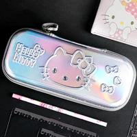 kawaii sanrio pen case hello kittys accessories cute beauty cartoon anime discoloration stationery storage box toy for girl gift