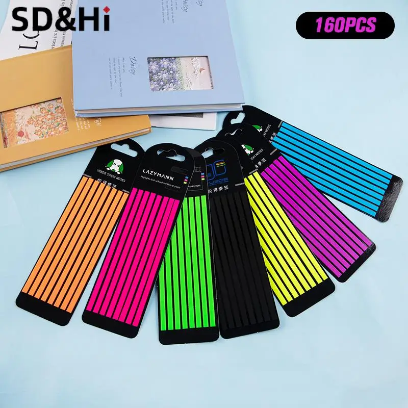 

160PCS/set Monochrome Color Transparent Fluorescent Index Tabs Flags Sticky Note Stationery Reading Aid Highlight Sticker
