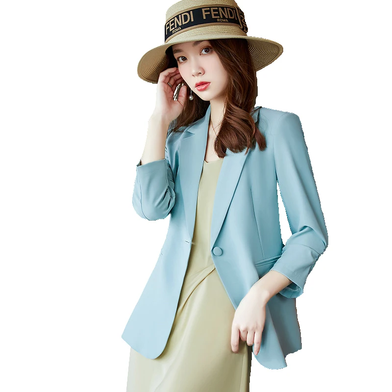 

Women Nine Quarter Blazer Korea Casual Slim Blazers Jackets Work Coat Outerwear Fashion Spring Career Female Jacket Office Wear