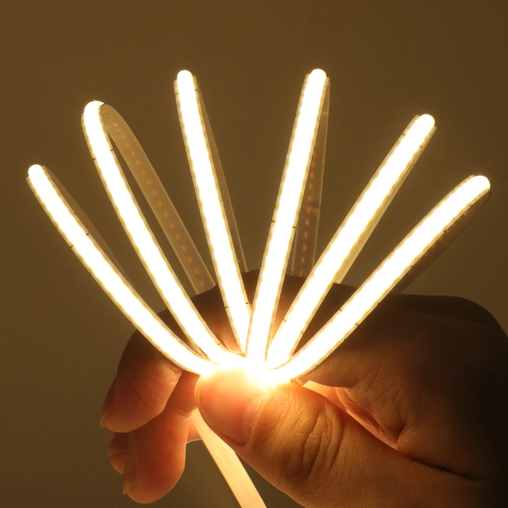 12V 5V 5mm PCB LED COB штриховая лампа Высокая плотность Линейное освещение 320LED / m гибкая ленточная лампа Ночная отделка дома 9 цветов