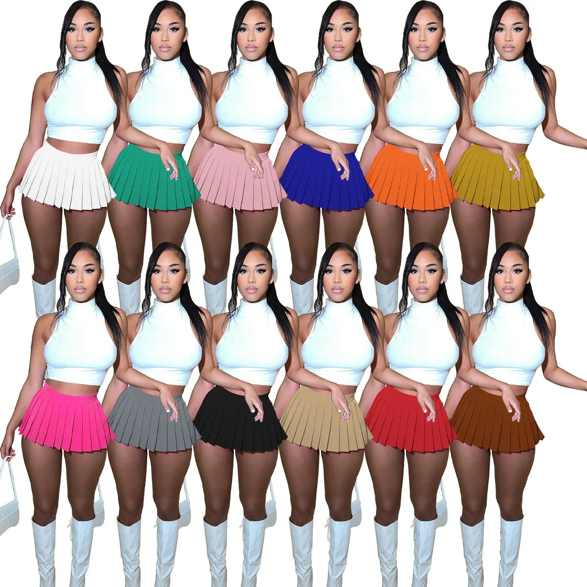 2023 Women Clothing Spring Pleated Mini Skirt Pink Tennis Dress Cargo Y2K Streetwear Sexy High Waist Pencil Cute Black Skirts