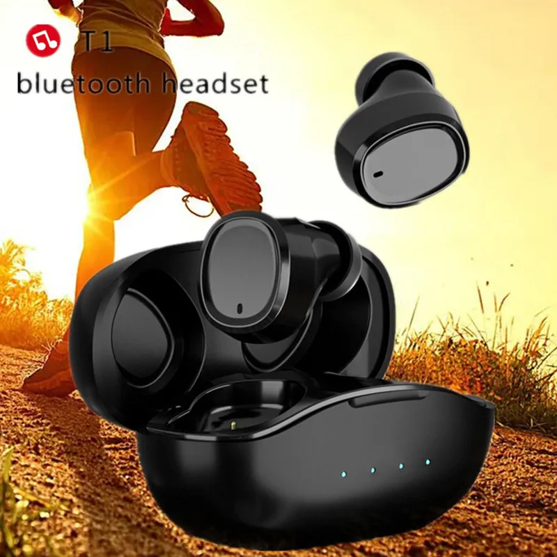 

2022 TWS T1 Business Wireless Headphones Touch Control Gaming Fitness Bluetooth 5.0 Earphone Cheap In-Ear Earplugs Free Shipping