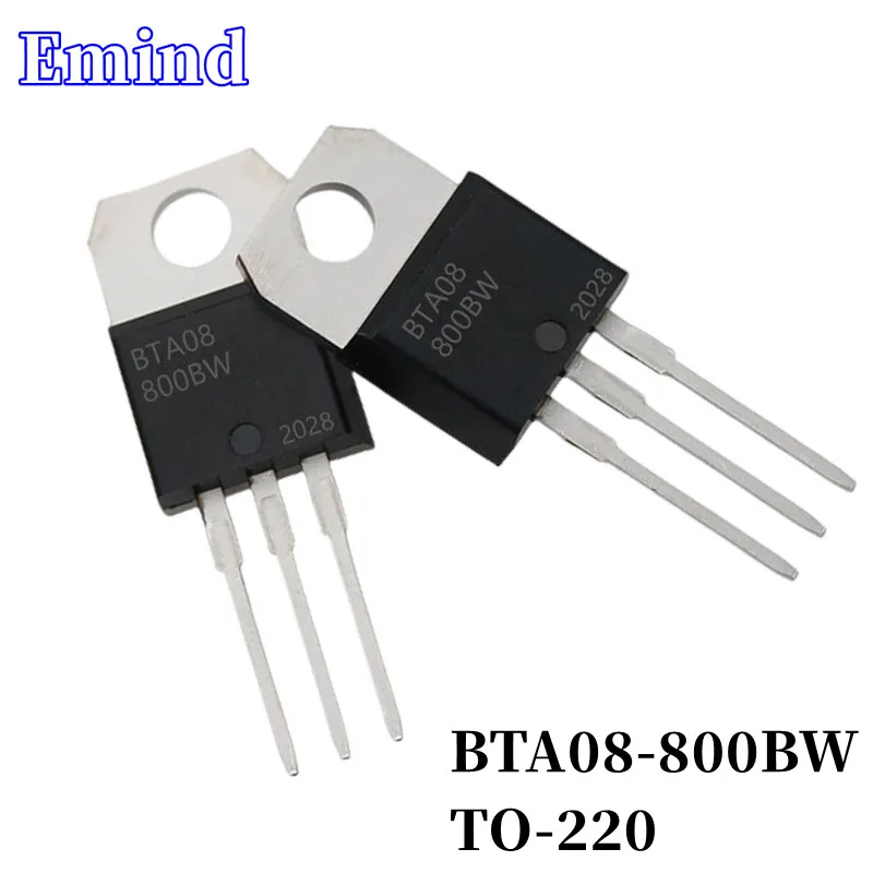 

10Pcs BTA08-800BW BTA08 Thyristor TO-220 8A/800V DIP Triac Large Chip