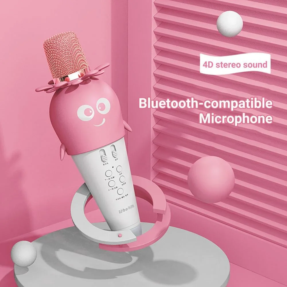 

New Handheld Wireless Microphone Children's Cute Shape Karaoke Microphone LED Portable Condenser Speaker
