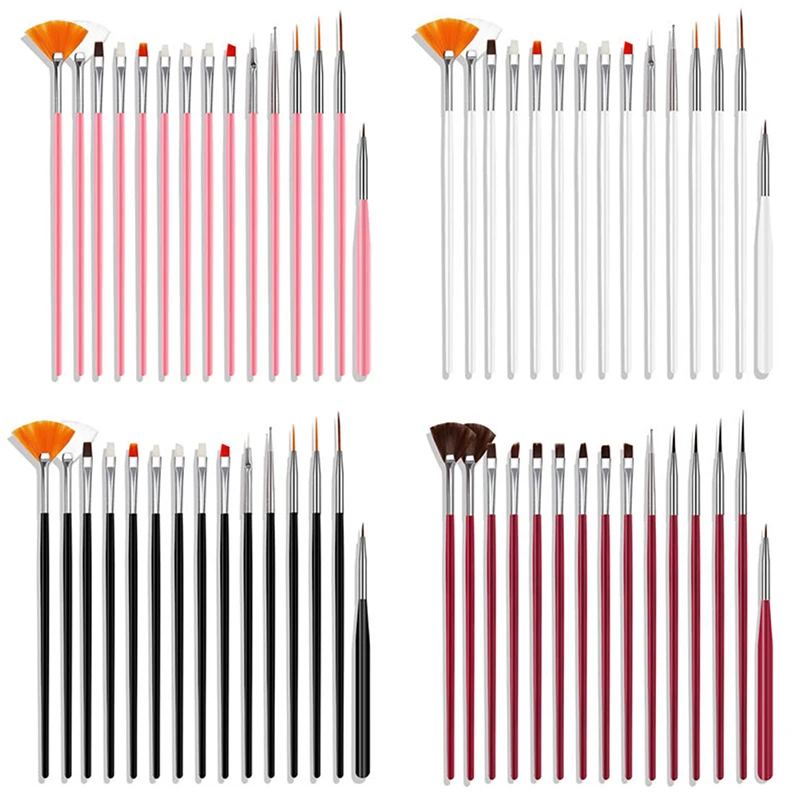 

15Pcs/Set UV Gel Brush Liner Painting Pen Acrylic Drawing Brush for Nails Gradient Rhinestone Handle Manicure Nail Art Tool