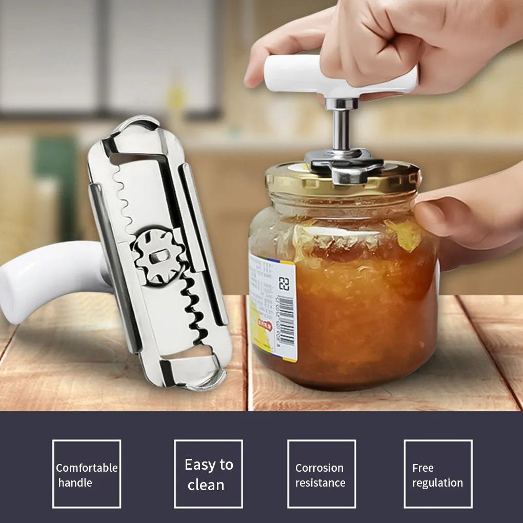 Manual Stainless Steel Easy Can Jar Opener Adjustable Cap Lid Openers Tool Kitchen Gadgets Can Tin Openers Bottle