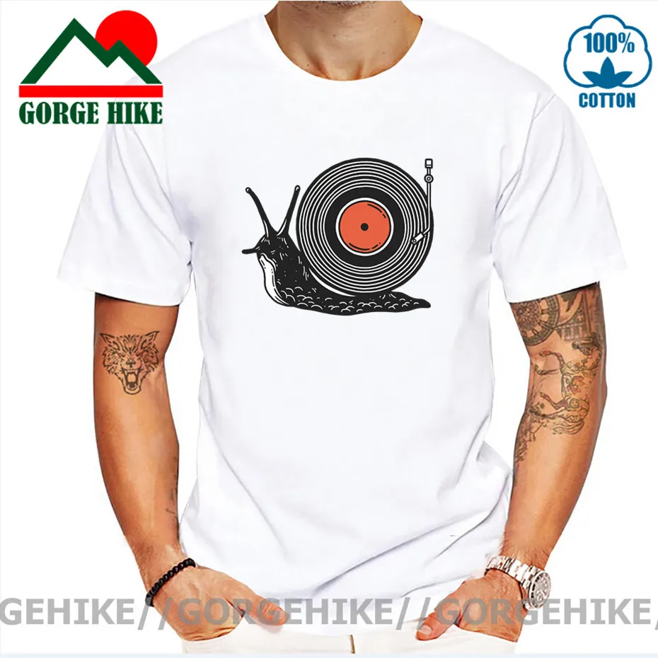 

Fashion Slow Rhythm Tshirt men Comic Snail Vinyl Records T-shirt Parody Animal Snail print Retro Vintage Classic Album Tee shirt