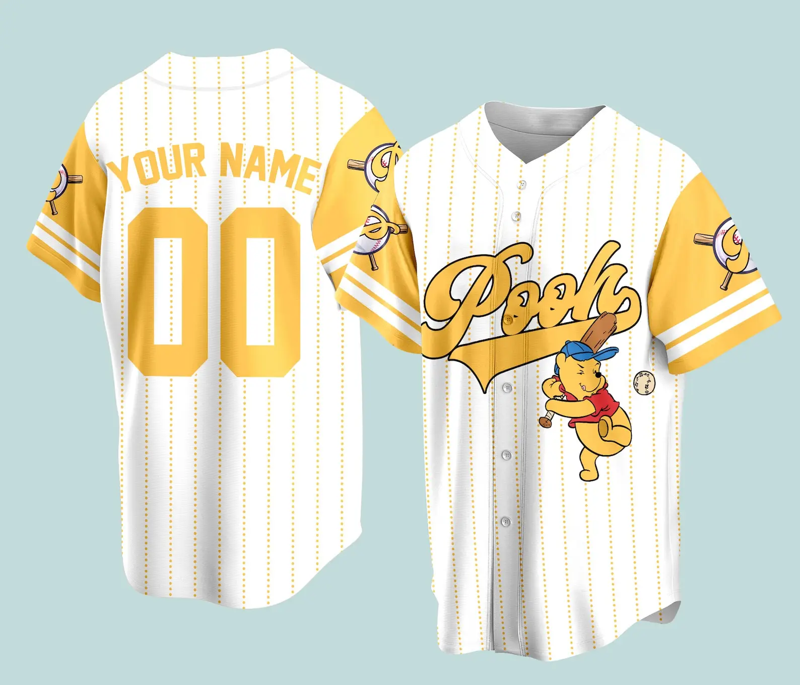 

Custom Name Disney Game Day Baseball Jersey Mickey And Friends Baseball Jersey Minnie Winnie the Pooh Stitch Baseball Jersey Men