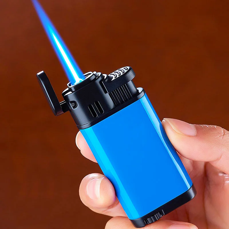 

Creative Windproof Cigarette Cigar Lighter Color Plated Lighter Torch Turbo Blue Flame Gas Lighters Inflated Fun Gadgets