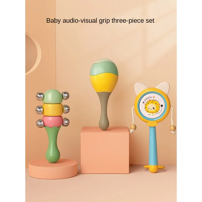 

Handbell Baby Rattle-Drum Sand Hammer Biteable Newborn Child Early Education Grip Training