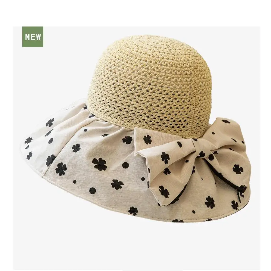 Летние шляпы для женщин с цветочным принтом и большим бантом шляпа рыбака