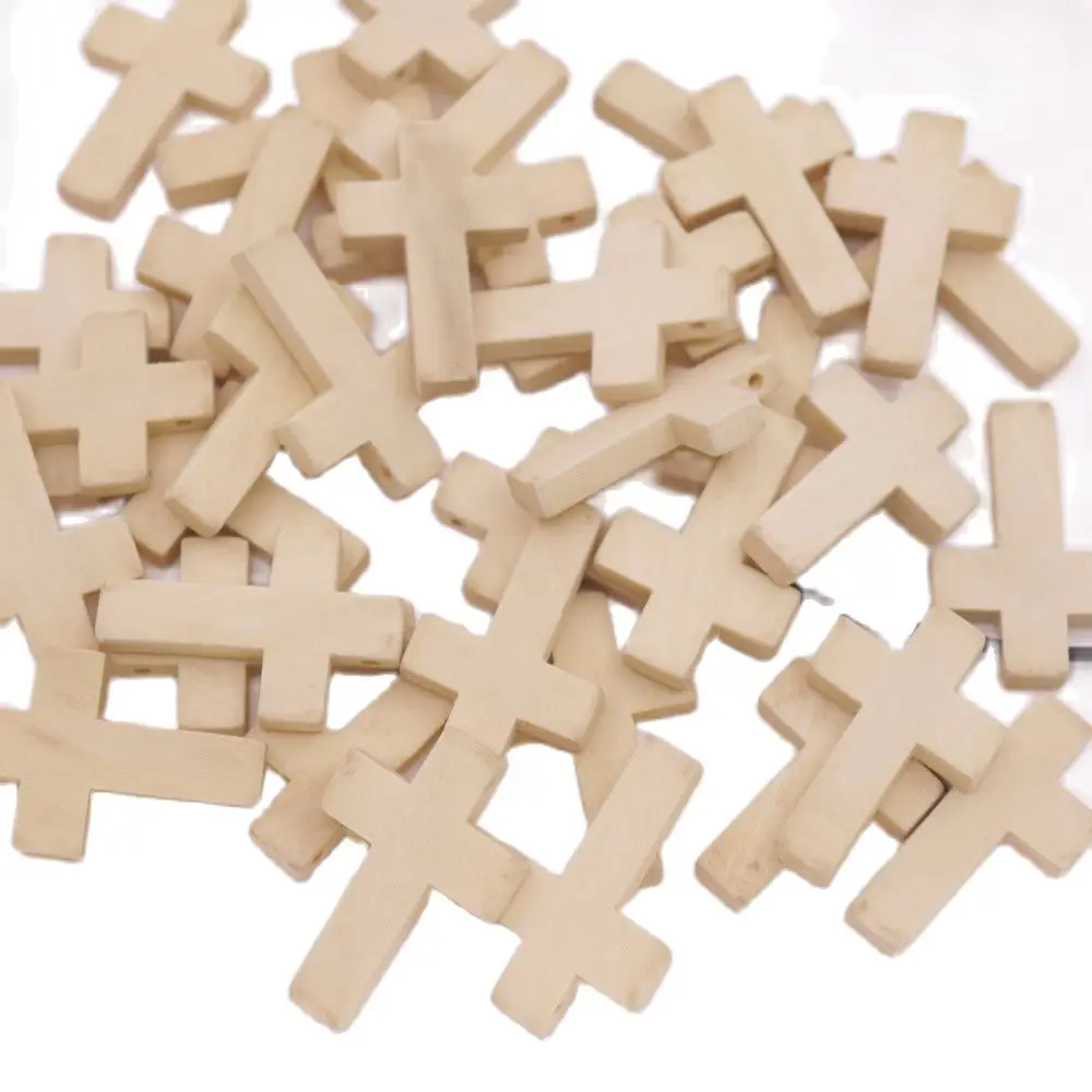 

20 PCS Cross Natural Wood Charms Pendants Making DIY 20mmX30mm