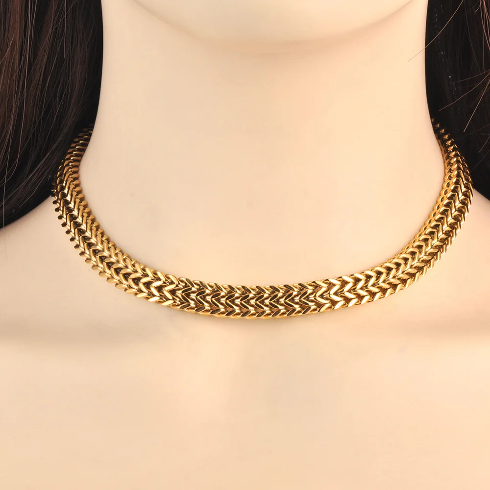 Женская позолоченная цепь Lokaer толстая кубинская из нержавеющей стали 18 карат