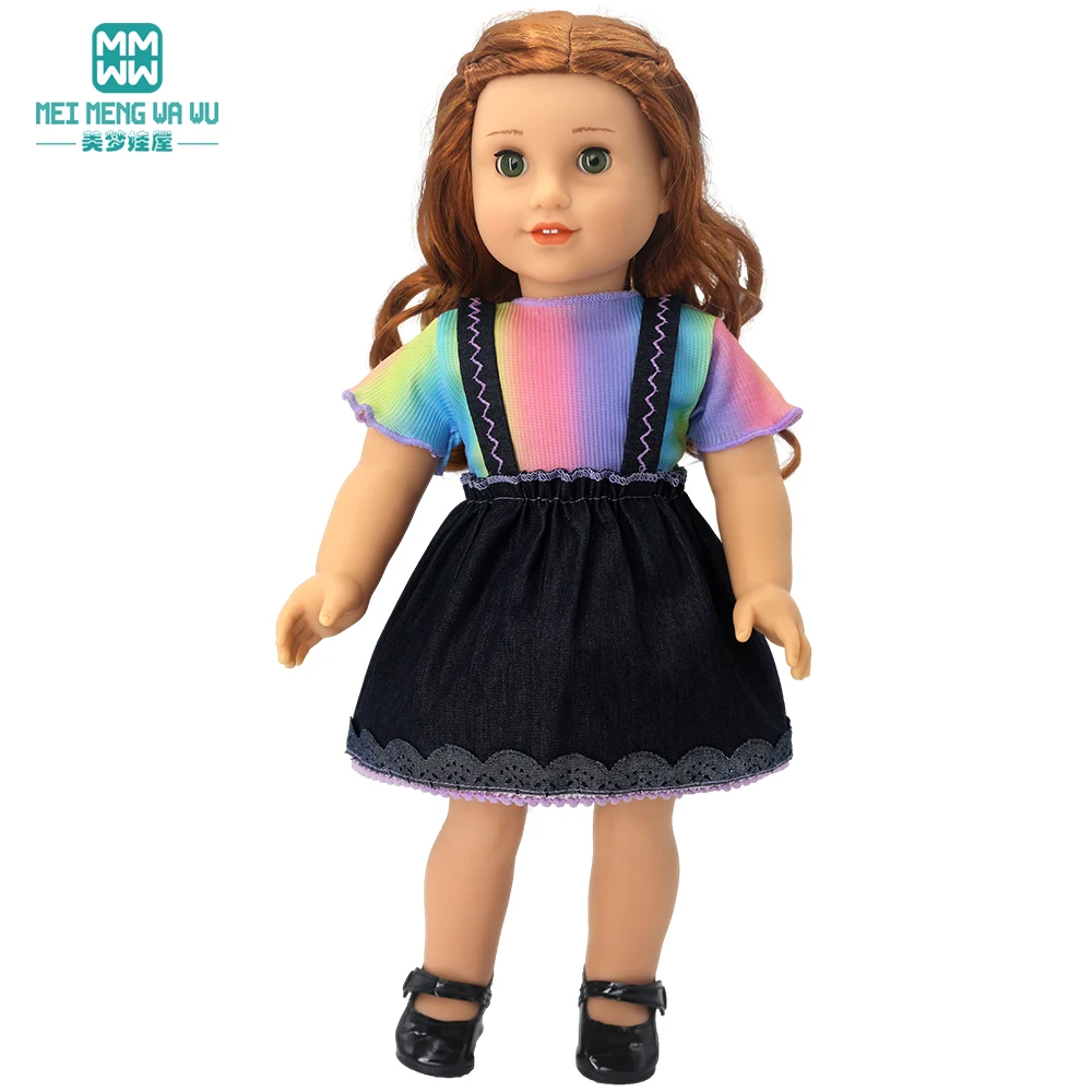 

Doll clothes for 45cm american doll fashion Denim dress jumpsuit gift for girls