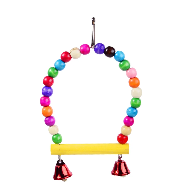 Деревянная игрушка-попугай качели для птиц игрушки с бусинами колокольчики