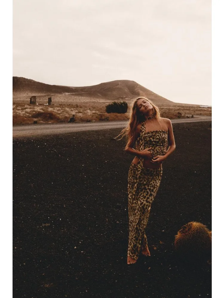 Женское Платье Макси С Леопардовым Принтом Сексуальное Без Рукавов Длинной