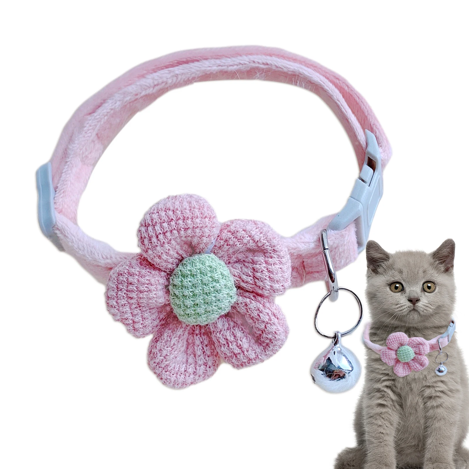 

Cat Flower Collar Comfortable Kitten Collars Removable Flower Adjustable Breakaway Cat Collar Safe Pet Necklace Accessories For
