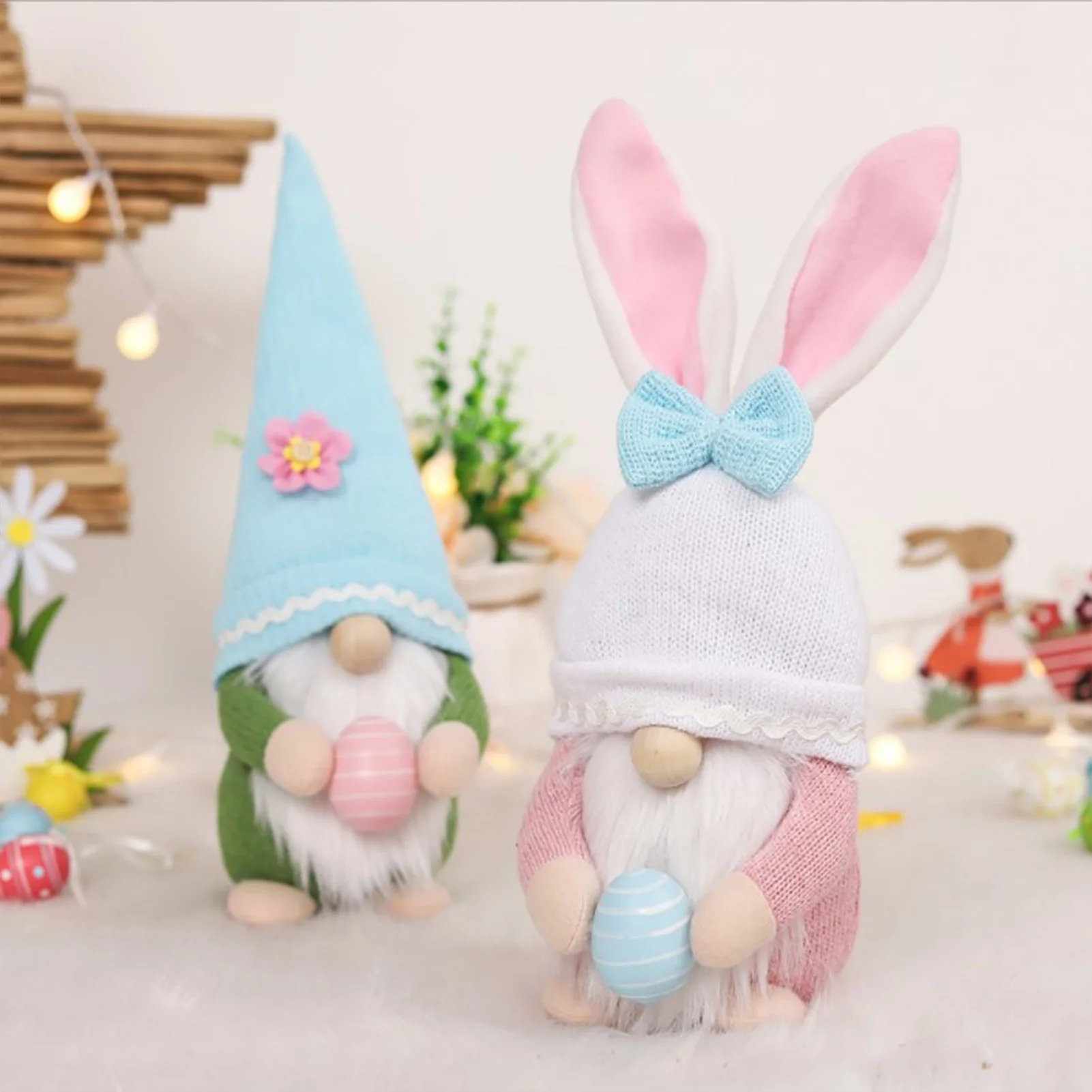 

Пасхальный Безликий гномовый кролик, кукла ручной работы, многоразовое украшение для дома, весеннее подвесное украшение, детский подарок